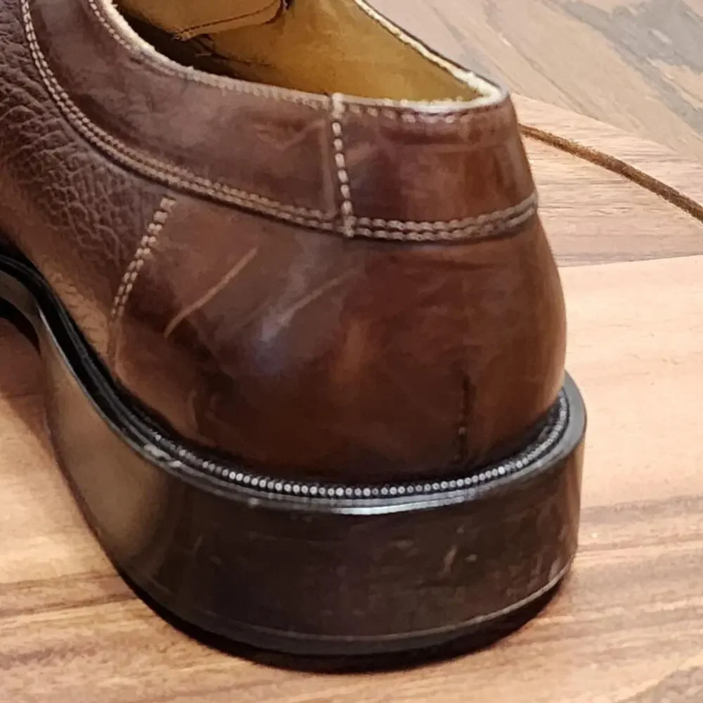 Johnston & Murphy Cellini Shoes Mens Size 10.5 M Brown Leather Cap Toe Italy
